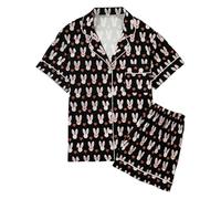 Pigiama da donna di grandi dimensioni, pigiama a maniche corte per la casa con un cardigan stampato ideale per San Valentino e tutto l'anno per serate rilassanti