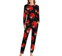 Pigiama da donna giapponese Aikido Arte Marziale Set Lounge Manica Lunga Top E Pantaloni Morbido Sleepwear 2 Pezzi Pjs, Stile:, 5XL