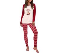 Pigiama da donna in cotone, buona vestibilità, a maniche lunghe, morbido, pigiama da donna, per la casa, caldo e accogliente, con pantaloni a scacchi, Colore: rosso, XL