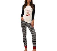 Pigiama da donna in cotone, buona vestibilità, a maniche lunghe, morbido, pigiama da donna, per la casa, caldo e accogliente, con pantaloni a scacchi, Nero , 3XL