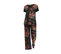Pigiama da donna in cotone, buona vestibilità, a maniche lunghe, pigiameria pijama tuta da donna calda morbida invernale loungewear lunghi pantaloni e top morbidi da donna, Nero , M