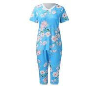 Pigiama da donna in cotone, buona vestibilità, a maniche lunghe, pigiameria pijama tuta da donna calda morbida invernale loungewear lunghi pantaloni e top morbidi da donna, Azzurro, M