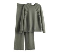 Pigiama da donna in cotone, buona vestibilità a maniche lunghe pigiameria pijama tuta pigiama donna cotone con maniche lunghe/casual e confortevole pigiama donna top e pantaloni pigiama, verde, Taglia