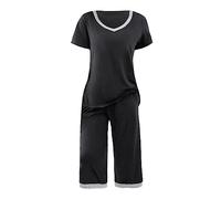 Pigiama da donna in cotone, buona vestibilità, biancheria da notte a maniche lunghe, scollo rotondo, caldo, in pile coral, pigiameria in due pezzi, lungo, pantaloni lunghi e top, grigio., XXL