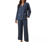Pigiama da donna in cotone morbido, due pezzi, pigiama lungo per il tempo | Set da notte per autunno e inverno, top e pantaloni a maniche lunghe con bottoni, morbido abbigliamento da notte da donna per