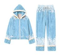 Pigiama da donna in pile, caldo, per Natale, 2 pezzi, comodo, con tasche e coulisse, elegante e chic, abbigliamento invernale, taglia grande, abbigliamento casual, completo autunno inverno