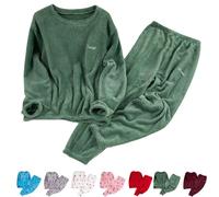 Pigiama da donna in pile, set da 2 pezzi, morbido e confortevole | Fluffy Pjs Per Le Donne Set, Peluche Spessa Loungewear Manica Lunga Top Lounge Pantaloni Co Ord Set Plus Size Casual