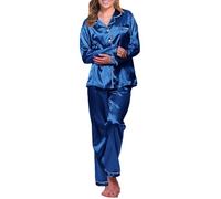 Pigiama da donna in raso a maniche lunghe, set pigiama da donna in 2 pezzi