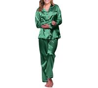 Pigiama da donna in raso a maniche lunghe, set pigiama da donna in 2 pezzi