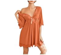 Pigiama da donna in seta di ghiaccio rinfrescante con design sofisticato per un comfort elegante per la casa, Colore: arancione., XXL