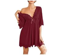 Pigiama da donna in seta di ghiaccio rinfrescante con design sofisticato per un comfort elegante per la casa, Colore: rosso, XXL