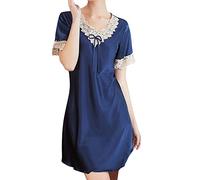 Pigiama da donna in seta pigiama estivo da donna in seta di ghiaccio pigiama a maniche corte camicia da notte estivo da donna servizio a casa, Marina Militare, XL