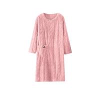 Pigiama da donna invernale in pile coral - Camicia da notte da donna, lunga alla moda, comoda biancheria da notte, casual, per il tempo libero, morbido maglione ispessito, Colore: rosa., XL