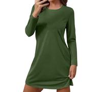 Pigiama da donna, invernale, spesso, caldo, lungo, morbido, da notte, a girocollo, a maniche lunghe, termico, per il tempo libero, per la casa, verde, XL