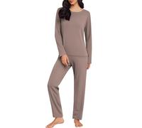 Pigiama da donna, lungo, caldo, set invernale termico, a maniche lunghe, biancheria intima termica e pantaloni da sonno, casual, in pile, morbido, spesso, per il tempo libero, grigio., 6XL
