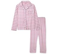 Pigiama da donna lungo con bottoni, biancheria da notte da donna, in cotone, a maniche lunghe, da notte, in due pezzi, per autunno e inverno, per il tempo libero, Colore: rosa., XL