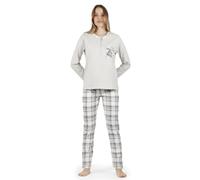Pigiama da donna lungo in caldo cotone Invernale Admas 56181 scozzese grigio