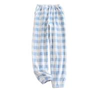 Pigiama da donna, lungo, in flanella, con motivo a quadri, caldi, per la casa, per il sonno, in tessuto elastico, per il tempo libero, per la casa, per l'autunno e l'inverno, spessi pantaloni termici