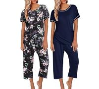 Pigiama da donna lungo, in flanella, da donna, a maglia a nido d'ape, morbido, da notte, per la casa, per l'inverno, per il loungewear, Blu marino, M