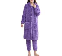 Pigiama da donna lungo, pigiama da donna, in pile invernale, oversize, con spessore invernale, da donna, in pile, biancheria da notte Pijamas, abbigliamento per la casa, autunno e inverno, Lilla, XL