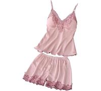 Pigiama da Donna Morbido E Leggero, alla Moda, con Ricamo, Sexy, con Spalline Sottili, Senza Maniche, Senza Schienale, in Raso, da Notte, Pink, XL