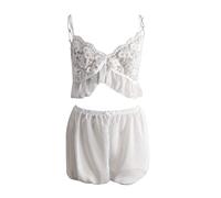 Pigiama da donna Set biancheria intima vestiti per la casa donna passione allentata confortevole vestiti per la casa biancheria intima due set biancheria intima, bianco, M