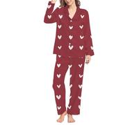 Pigiama da donna Set da donna 2 pezzi biancheria intima da donna inverno primavera casa tempo libero arco amore sciolto imitazione colore Ding pigiama pantaloni Sleepy Set lingerie accogliente Pjs