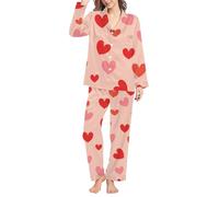 Pigiama da donna Set da donna 2 pezzi biancheria intima da donna inverno primavera casa tempo libero arco amore sciolto imitazione colore Ding pigiama pantaloni Sleepy Set lingerie accogliente Pjs