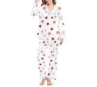Pigiama da donna Set da donna 2 pezzi biancheria intima da donna inverno primavera casa tempo libero arco amore sciolto imitazione colore Ding pigiama pantaloni Sleepy Set lingerie accogliente Pjs