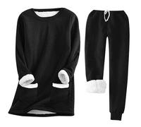 Pigiama da donna Set in pile Plus Size Set Pigiama da donna Abbigliamento per la casa Set per le donne Pigiama da notte a maniche lunghe Tuta da salotto da donna Tuta da salotto Uk Loungewear Pigiama