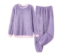 Pigiama da donna soffice in pile pigiama invernale caldo due pezzi inverno caldo pigiama abbigliamento per la casa top a maniche lunghe e pantaloni lunghi da donna carino morbido costume comodo