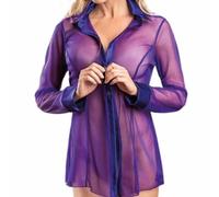 Pigiama Da Donna Trasparente Allunga Camicia Da Notte Erotica Tinta Unita Top Se