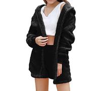Pigiama da donna Tre Gilet Pantaloncini Giacca Pigiama Peluche Tre Set Donna Biancheria Da Notte, Nero , 3XL