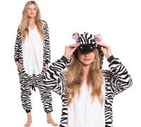 Pigiama da donna Tuta Kigurumi Onesie Costume Zebra Bianco Nero 155-165 M