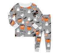 Pigiama da Notte di Halloween in 2 Pezzi Divertente Stampa Fantasma Costume familiare Vacanza Completo Top Pantaloni Morbido Cotone per la casa, Relax Quotidiano