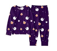 Pigiama da Notte di Halloween in 2 Pezzi,Pigiama Divertente familiare Vacanza Completo Top Pantaloni Costumi Carnevale per Feste Stampa la casa, Relax Quotidiano