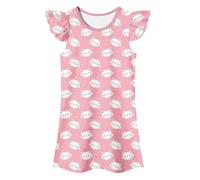 Pigiama da Ragazza da Notte Estate Principessa Gonna per Ragazza Camicia da Notte Rosa con Volant Camicia da Notte per Bambini