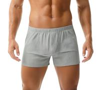 Pigiama da uomo allentato in cotone da uomo, pantaloncini sciolti, a righe, pantaloncini da uomo, grigio., XXL
