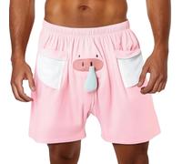 Pigiama da uomo, con simpatici elefanti, pantaloncini con proboscide, da uomo, divertenti, con elefante, in flanella, a forma di elefante, Colore: rosa., M