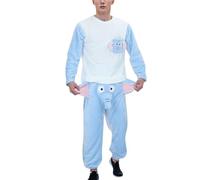 Pigiama da uomo, divertente, per il tempo libero, unisex, lungo, con motivo animale, 2 pezzi, a forma di elefante, per la casa, a maniche lunghe, per il tempo libero, per l'inverno, caldo, biancheria