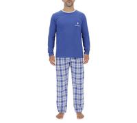 Pigiama da Uomo in Cotone, da Notte da Uomo, con Maglietta e Pantaloni, Blu Re/Grigio Chiaro, XL