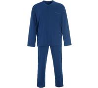 Pigiama da Uomo in Cotone, Taglie Forti Fino 10XL Maglia Scollo a V e Pantalone con Coulisse (IT, Testo, 6XL, Regular, Regular, Avio)
