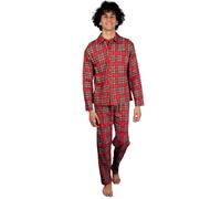 Pigiama da Uomo Invernale Caldo in Cotone, Fantasia Tartan Rossa (M)