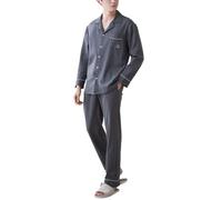 Pigiama da Uomo Primavera/Autunno Pantaloni Lunghi Pantaloni Lunghi Pigiama con Colletto Bottone Giù Abbigliamento per la casa Traspirante Confortevole Set,9540,L