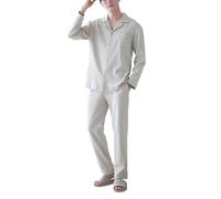Pigiama da Uomo Primavera/Autunno Pantaloni Lunghi Pantaloni Lunghi Pigiama con Colletto Bottone Giù Abbigliamento per la casa Traspirante Confortevole Set,9537,L
