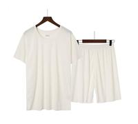Pigiama da Uomo Set per la casa T-Shirt in Seta Ghiaccio Manica Corta Estivo Modale Pigiama Casual Vestito Uomo Loungewear,Bianca,M