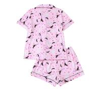 Pigiama decorativo per Halloween, da donna, corto, con stampa a zucca, divertente, set da 2 pezzi, per la casa, da notte, per il sonno, accappatoio in raso, pigiama per Halloween, pigiama, C-rosso, L