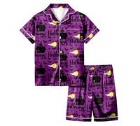 Pigiama di Halloween 2025 per Bambini Divertente Stampa Fantasma Costume Carino Completo Top Pantaloni Set Pigiami accoglienti dei Cartoni Animati Feste e Casa