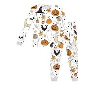 Pigiama di Halloween 2025 per Bambini,Set Biancheria da Notte Bambini Abiti Casual Adolescenti Abbottonato Abbigliamento la casa Morbido, Comodo, Traspirante Regalo 1-12 Anni
