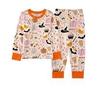 Pigiama di Halloween per Bambini Morbidi Pigiami Kawaii Cotone/Satin Bambina Invernale Due Pezzi Top A Maniche Corte E Pantaloni Sleepwear Pjs 2 Ragazze Giocare da Indossare Sleepwears